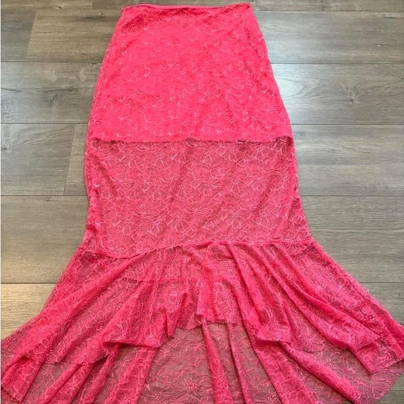 Anthropologie Sheer Lace Pink Maxi Skirt - Picture 2 of 3